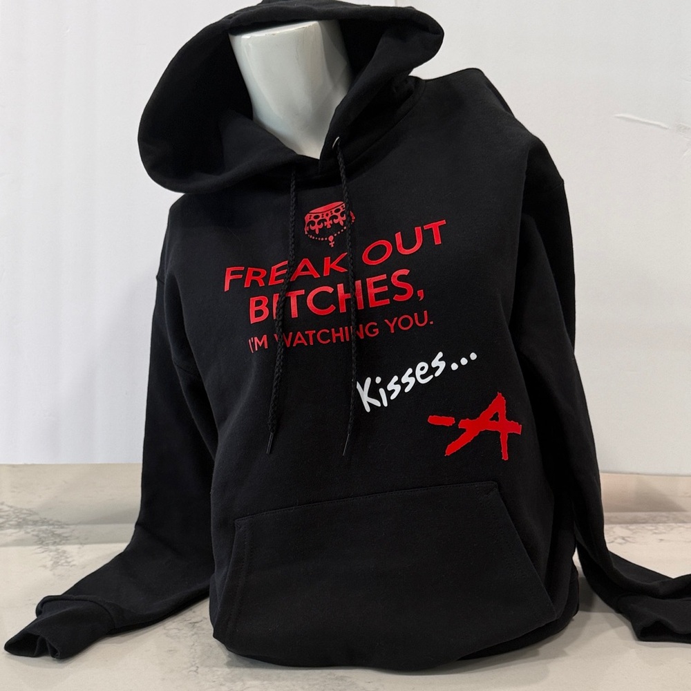 Women’s Black Graphic Pretty Little Liars  Hoodie with Red & White Print